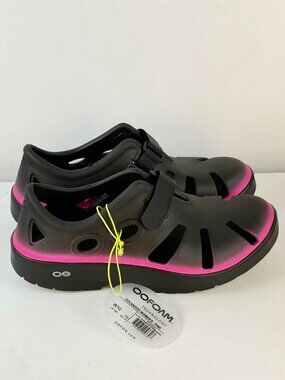 Women's 10 - Oofos Oocandoo Recovery Sandals Shoes Black Hot Pink